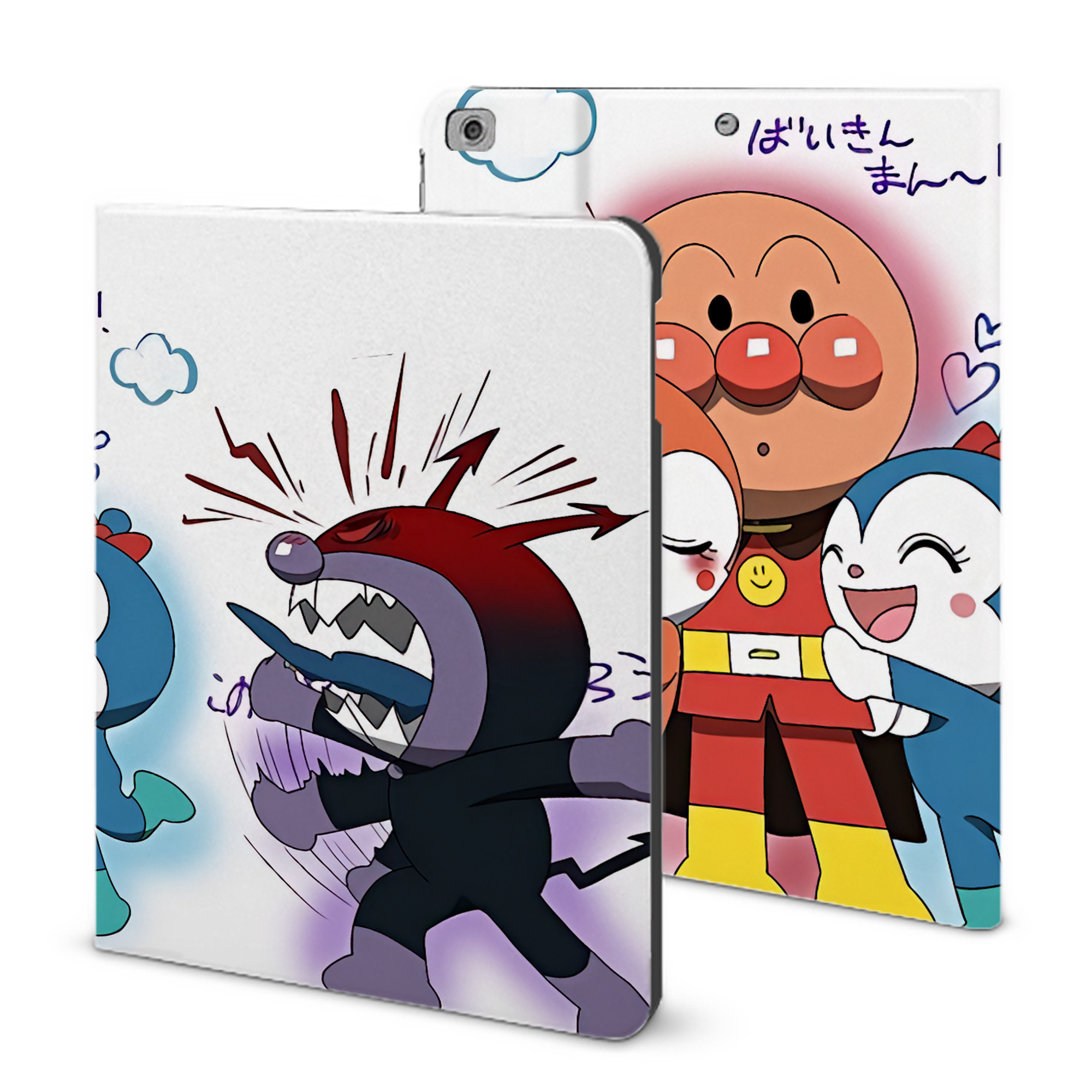 （画像用） アンパンマン Anpanman IPad ケース ブック型 PUレザー TPU 耐衝撃 軽量 薄型 ペン収納なし 全面保護 IPad 各モデル対応